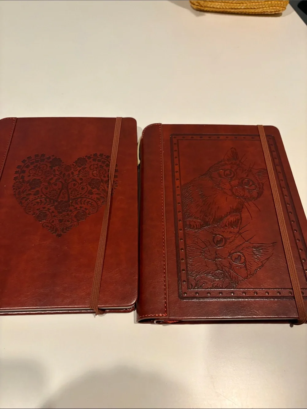 2 SETTINI Cat & Heart Writing Journal Hardcover Faux Leather Notebook T4
